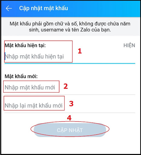 Cách đổi mật khẩu Zalo trên điện thoại 4