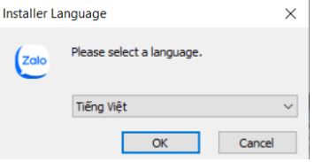 Chọn ngôn ngữ Tiếng Việt và nhấn OK để cài đặt Zalo trên máy tính