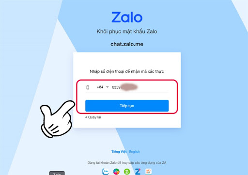 Cách lấy lại mật khẩu Zalo trên máy tính hoặc website 2