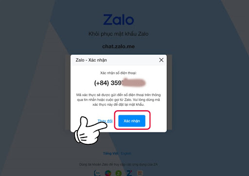 Cách lấy lại mật khẩu Zalo trên máy tính hoặc website 3
