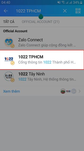 Hướng dẫn gửi yêu cầu hỗ trợ trên Zalo bằng tin nhắn đến cổng 1022 2