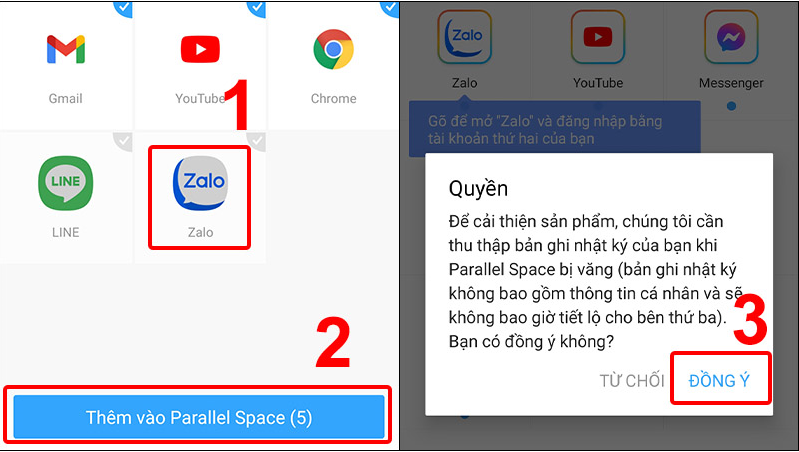 Đăng nhập 2 tài khoản Zalo bằng phần mềm Parallel Space 4