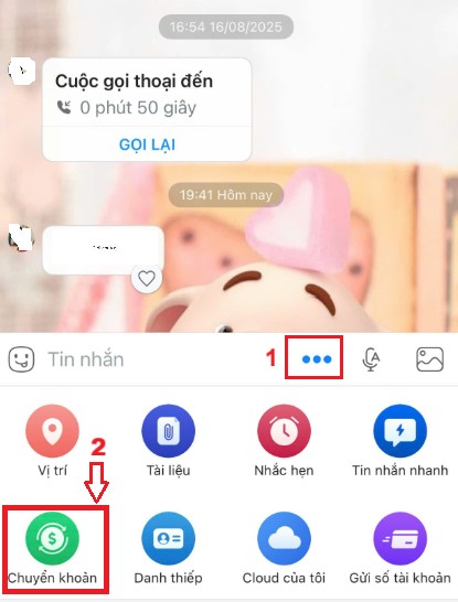 chuyen khoan tren zalo