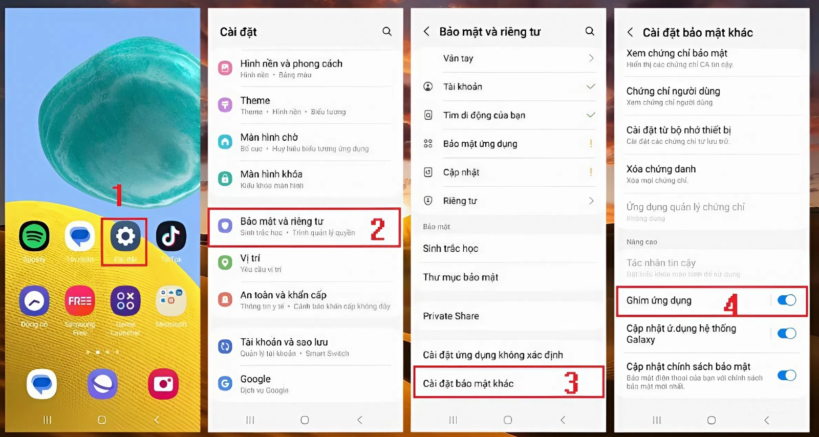 Cách cài mật khẩu ứng dụng trên Samsung 